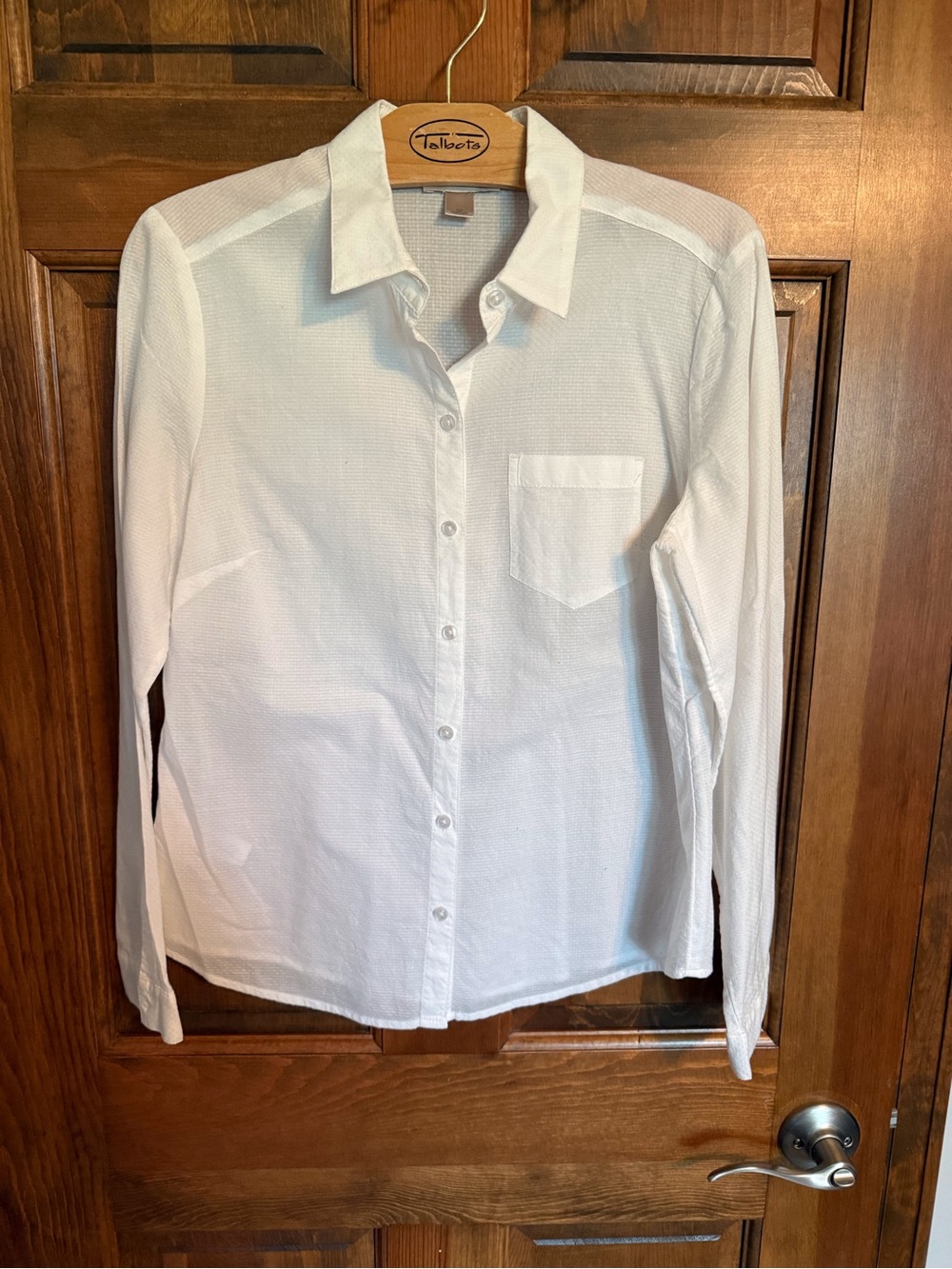 LOFT White Long-Sleeve Button Front Shirt
